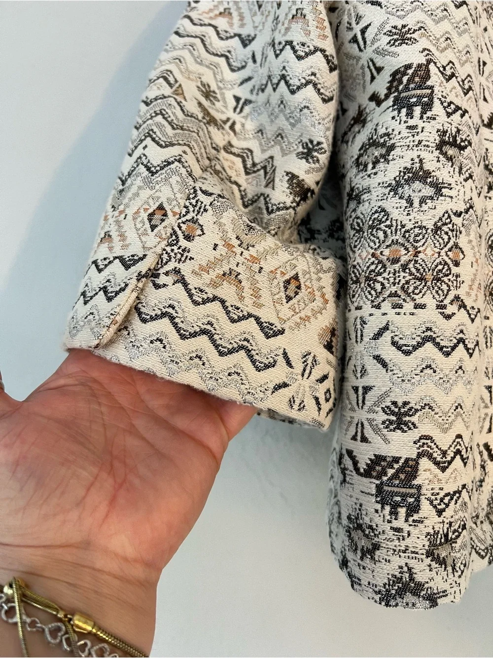 Tahari Arthur S. Levine 18W Open Front Tapestry Jacket Boho Southwestern Blazer